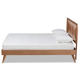 Emiko Modern and Contemporary Walnut Brown Finished Wood King Size Platform Bed