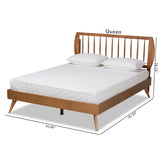 Emiko Modern and Contemporary Walnut Brown Finished Wood King Size Platform Bed