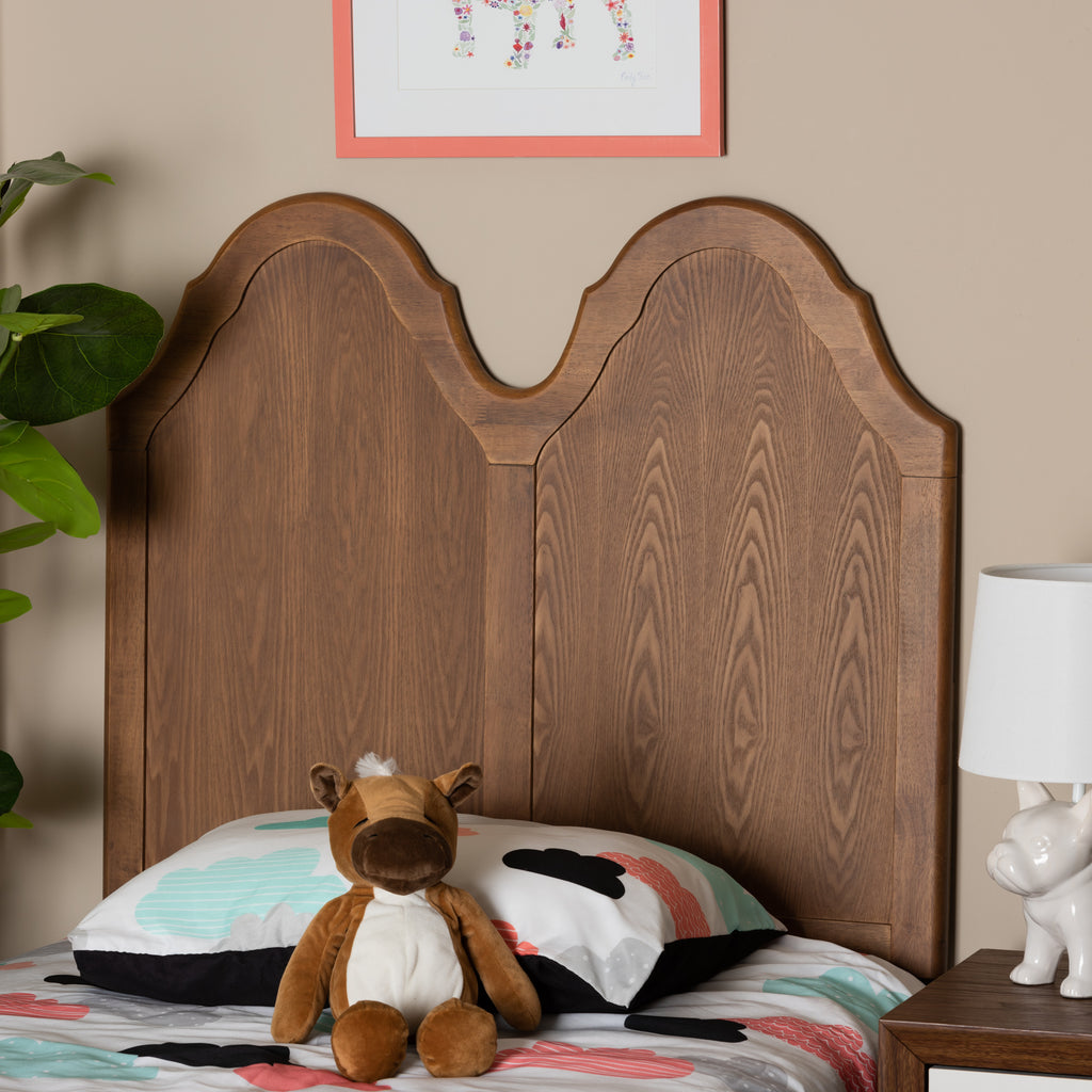 Tobin Vintage Classic and Traditional Ash Walnut Finished Wood Twin Size Arched Headboard