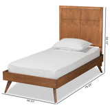 Baxton Studio Noela Mid-Century Modern Walnut Brown Finished Wood Twin Size Platform Bed