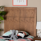 Monroe Modern Transitional and Rustic Ash Walnut Finished Wood Twin Size Headboard