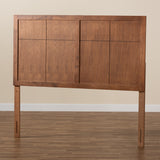 Monroe Modern Transitional and Rustic Ash Walnut Finished Wood Queen Size Headboard