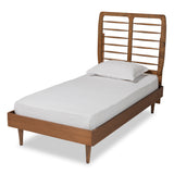 Rayna MidCentury Modern Walnut Brown Finished Wood Twin Size Platform Bed