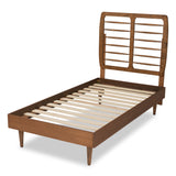 Baxton Studio Rayna Mid-Century Modern Walnut Brown Finished Wood Twin Size Platform Bed