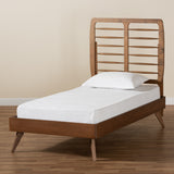 Baxton Studio Yana Mid-Century Modern Walnut Brown Finished Wood Twin Size Platform Bed