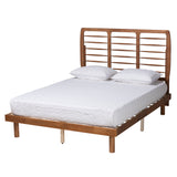 Baxton Studio Petra Mid-Century Modern Ash Walnut Finished Wood Queen Size Platform Bed