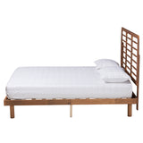 Baxton Studio Petra Mid-Century Modern Ash Walnut Finished Wood Queen Size Platform Bed