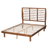 Baxton Studio Petra Mid-Century Modern Ash Walnut Finished Wood Queen Size Platform Bed