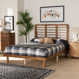 Baxton Studio Petra Mid-Century Modern Ash Walnut Finished Wood Queen Size Platform Bed