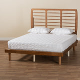 Baxton Studio Petra Mid-Century Modern Ash Walnut Finished Wood Queen Size Platform Bed