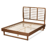 Lucie Modern and Contemporary Walnut Brown Finished Wood Queen Size Platform Bed