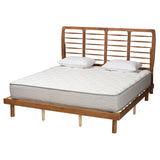 Baxton Studio Petra Mid-Century Modern Ash Walnut Finished Wood King Size Platform Bed