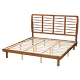 Baxton Studio Petra Mid-Century Modern Ash Walnut Finished Wood King Size Platform Bed