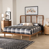 Baxton Studio Petra Mid-Century Modern Ash Walnut Finished Wood King Size Platform Bed