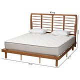 Baxton Studio Petra Mid-Century Modern Ash Walnut Finished Wood King Size Platform Bed