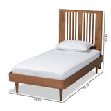 Kioshi Mid-Century Modern Transitional Ash Walnut Finished Wood Twin Size Platform Bed