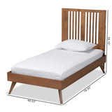 Takeo Mid-Century Modern Transitional Ash Walnut Finished Wood Twin Size Platform Bed