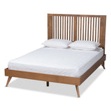 Takeo Mid-Century Modern Transitional Ash Walnut Finished Wood King Size Platform Bed