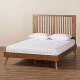 Takeo Mid-Century Modern Transitional Ash Walnut Finished Wood King Size Platform Bed