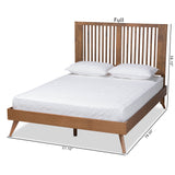 Takeo Mid-Century Modern Transitional Ash Walnut Finished Wood King Size Platform Bed