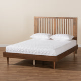 Kioshi Mid-Century Modern Transitional Ash Walnut Finished Wood King Size Platform Bed