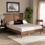 Nicola Mid-Century Modern Transitional Ash Walnut Finished Wood King Size Platform Bed