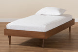 Rina Mid-Century Modern Ash Walnut Finished Wood Twin Size Platform Bed Frame