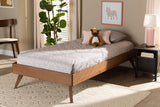 Lissette Mid-Century Modern Ash Walnut Finished Wood Twin Size Platform Bed Frame