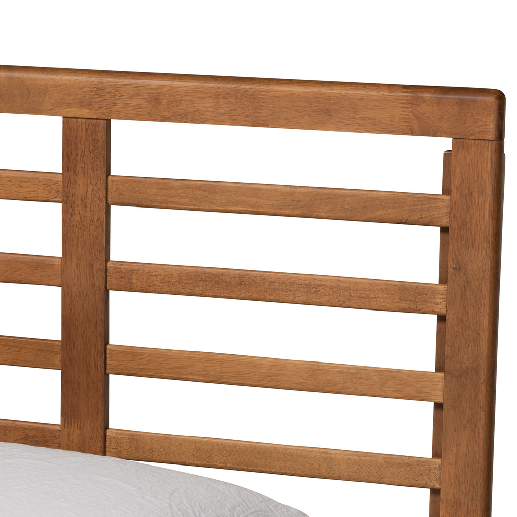 Baxton Studio Delia Mid-Century Modern Walnut Brown Finished Wood Twin Size Platform Bed 