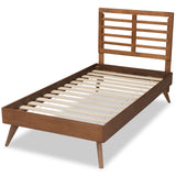 Baxton Studio Eris Mid-Century Modern Walnut Brown Finished Wood Twin Size Platform Bed