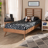 Baxton Studio Eris Mid-Century Modern Walnut Brown Finished Wood Twin Size Platform Bed