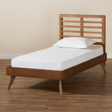 Baxton Studio Eris Mid-Century Modern Walnut Brown Finished Wood Twin Size Platform Bed