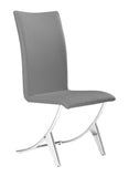 Zuo Modern Delfin 100% Polyurethane, Plywood, Steel Modern Commercial Grade Dining Chair Set - Set of 2 Gray, Chrome 100% Polyurethane, Plywood, Steel