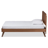 Leola Mid-Century Modern Transitional Walnut Brown Finished Wood Twin Size Platform Bed