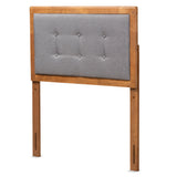 Sarine Mid-Century Modern Fabric Upholstered and Walnut Brown Finished Wood Twin Size Headboard