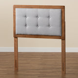 Sarine Mid-Century Modern Light Grey Fabric Upholstered and Walnut Brown Finished Wood Twin Size Headboard