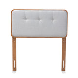 Palina Mid-Century Modern Light Grey Fabric Upholstered and Walnut Brown Finished Wood Twin Size Headboard
