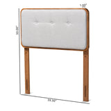 Palina Mid-Century Modern Light Grey Fabric Upholstered and Walnut Brown Finished Wood Twin Size Headboard