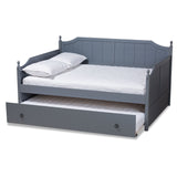 Millie Cottage Farmhouse Grey Finished Wood Full Size Daybed with Trundle