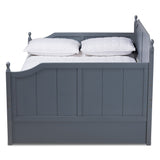 Millie Cottage Farmhouse Grey Finished Wood Full Size Daybed with Trundle