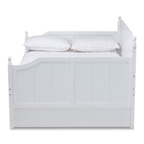 Millie Cottage Farmhouse White Finished Wood Full Size Daybed with Trundle