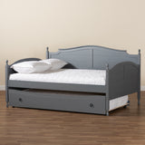 Mara Cottage Farmhouse Grey Finished Wood Full Size Daybed with Roll-out Trundle Bed