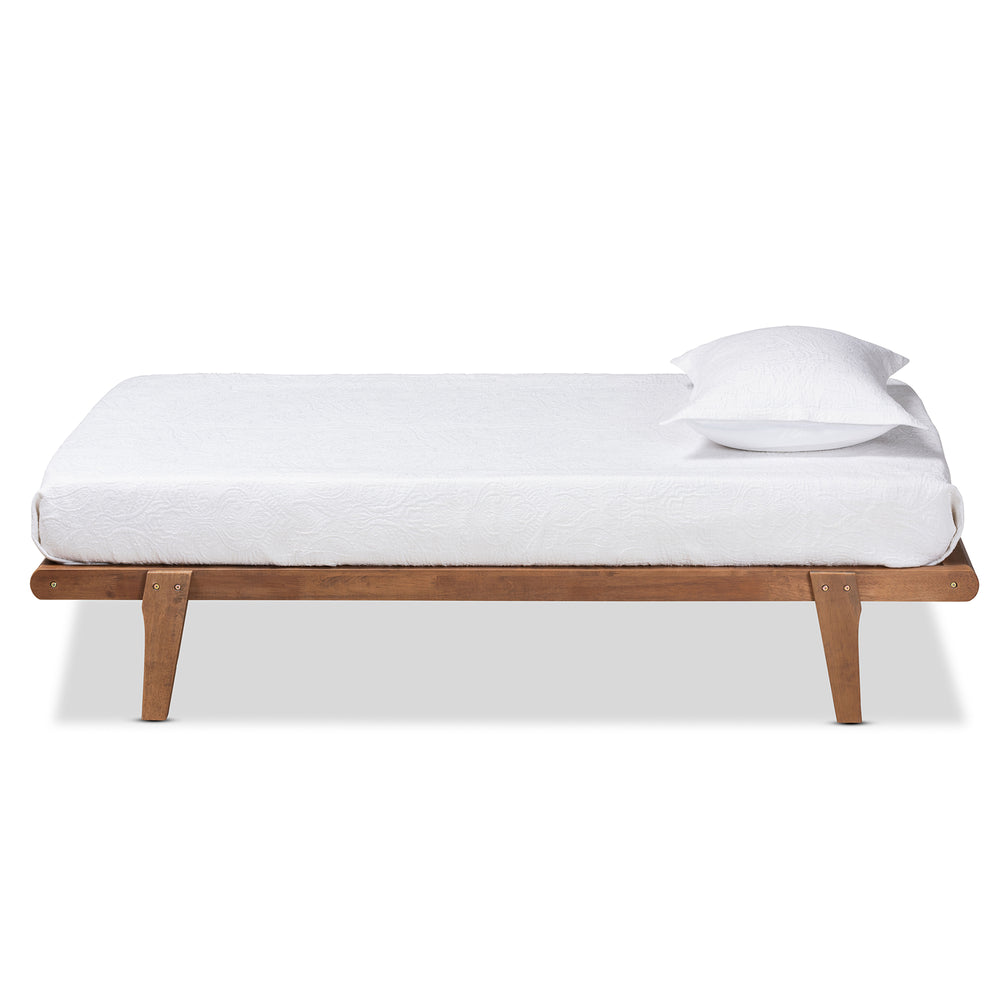 Kaia Mid-Century Modern Walnut Brown Finished Wood Twin Size Platform Bed Frame