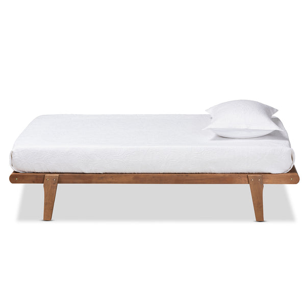 Kaia Mid-Century Modern Walnut Brown Finished Wood Twin Size Platform Bed Frame