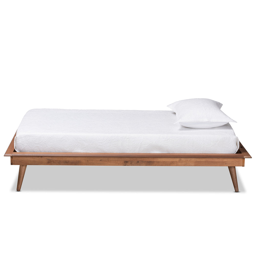 Karine Mid-Century Modern Walnut Brown Finished Wood Twin Size Platform Bed Frame