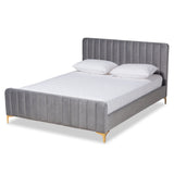 Nami Modern Contemporary Glam and Luxe Velvet Fabric Upholstered Platform Bed