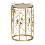 Anaya Modern and Contemporary Glam Brushed Gold Finished Metal and Glass Leaf Accent End Table