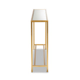 Alessa Modern and Contemporary Glam Gold Finished Metal and Mirrored Glass Console Table