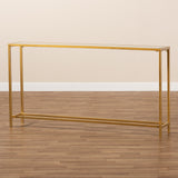 Alessa Modern and Contemporary Glam Gold Finished Metal and Mirrored Glass Console Table