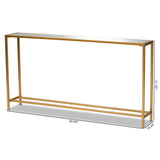 Alessa Modern and Contemporary Glam Gold Finished Metal and Mirrored Glass Console Table